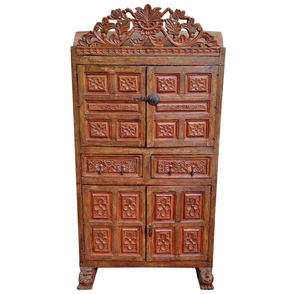 19th Century Spanish Colonial Armoire Armario Chest For Sale
