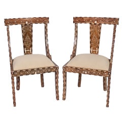 Pair of Inlaid Klismos Chairs