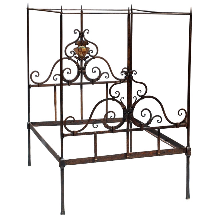 Excellent 18th Century Iron Four Post Spanish Bed