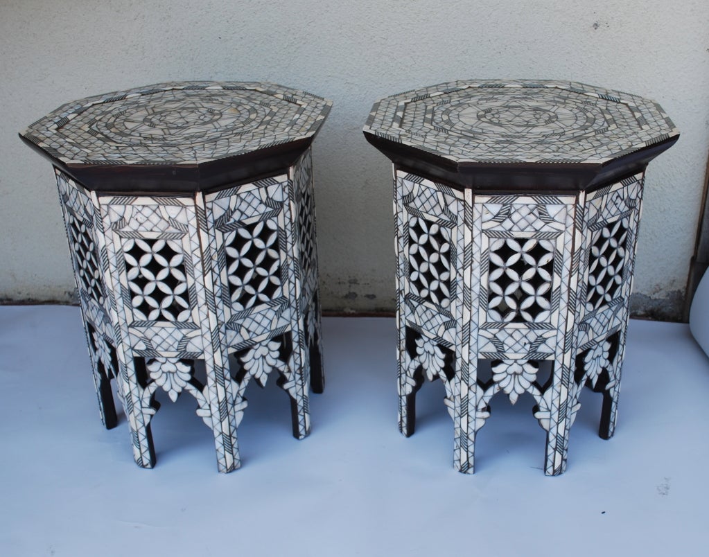 Beautiful Pair of Mother of Pearl Side Table at 1stdibs