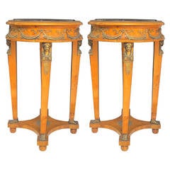 Pair of French Ormolu Empire Gueridons with Marble Top