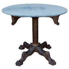 Beautiful Cast Iron Industrial Round Table with Stone Top
