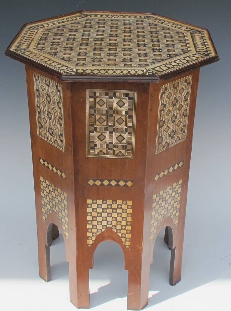 Stunning Mid-Century, Mother of Pearl Inlay Moroccan Table