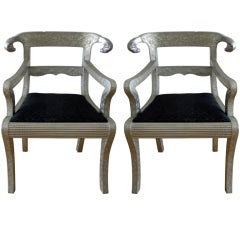 Pair of Rams Head Anglo Indian Chairs