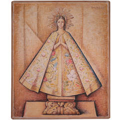 Alfredo Ramos Martínez, "Nuestra Senora De La Soledad" Painting Oil on Paper