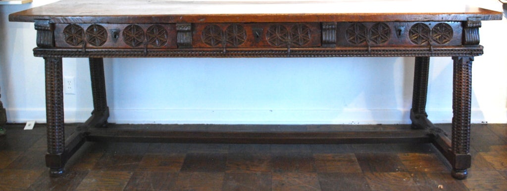 18th Century and Earlier Museum Quality 17th Century Spanish Walnut Console Table
