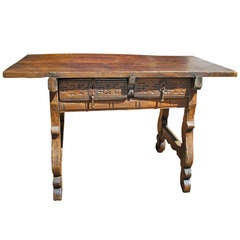 Antique 17th Century Spanish Chestnut and Walnut Table