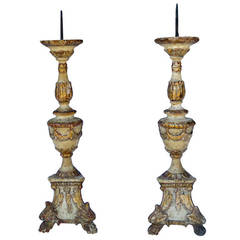 Stunning Pair of 17th Century Italian Gilt Candlesticks