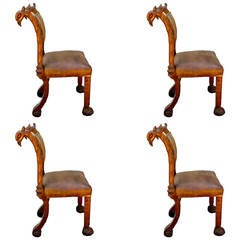Fantastic Group of Four 18th Century Griffin Chairs