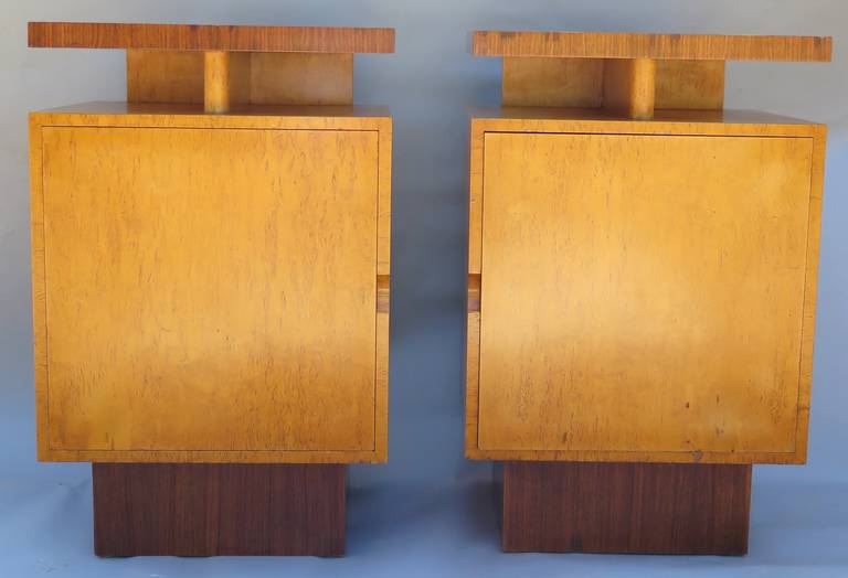 Macassar Stunning and Rare, Art Deco Pair of Andrew Szoeke Cabinets
