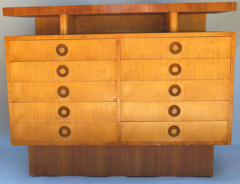 Exceptional and Rare, Art Deco Andrew Szoeke Dresser Cabinet In Excellent Condition In Montecito, CA