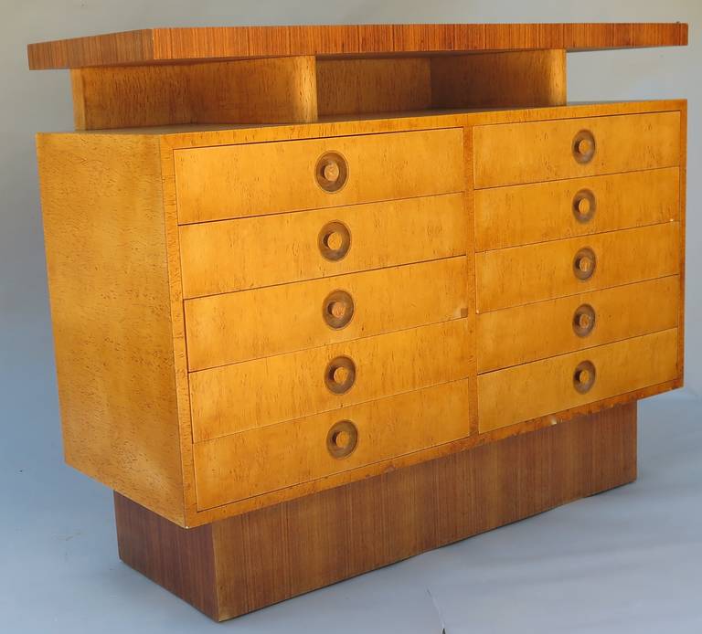 Birdseye Maple Exceptional and Rare, Art Deco Andrew Szoeke Dresser Cabinet