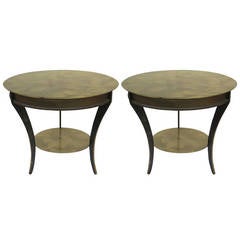 Great Looking Pair of French Modernist Metal End Tables, 1950s