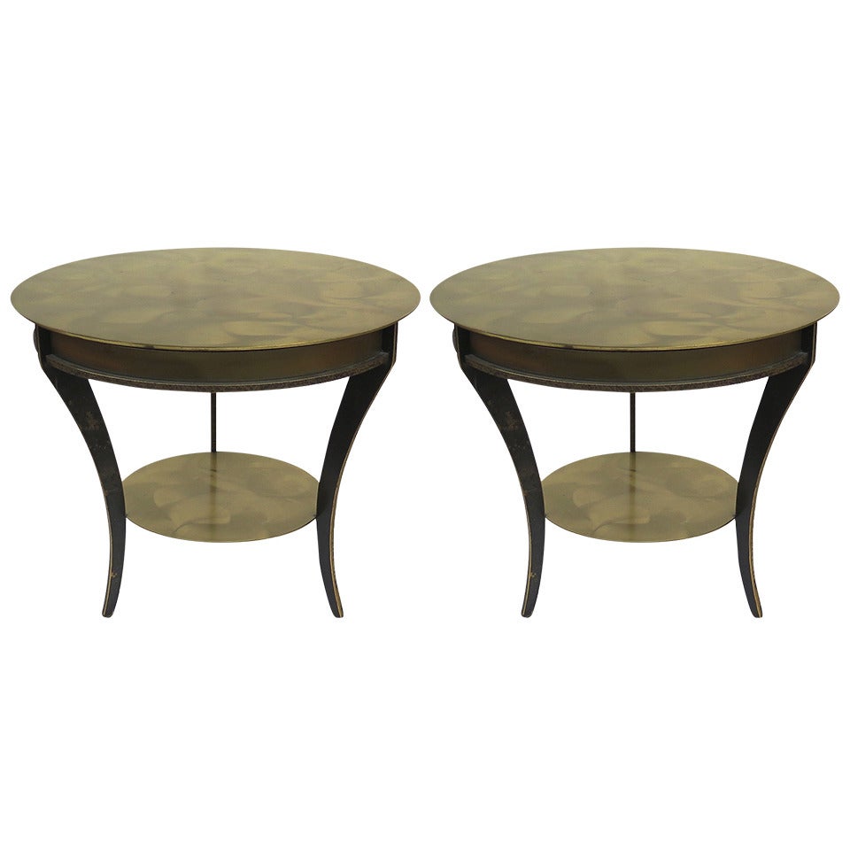 Great Looking Pair of French Modernist Metal End Tables, 1950s
