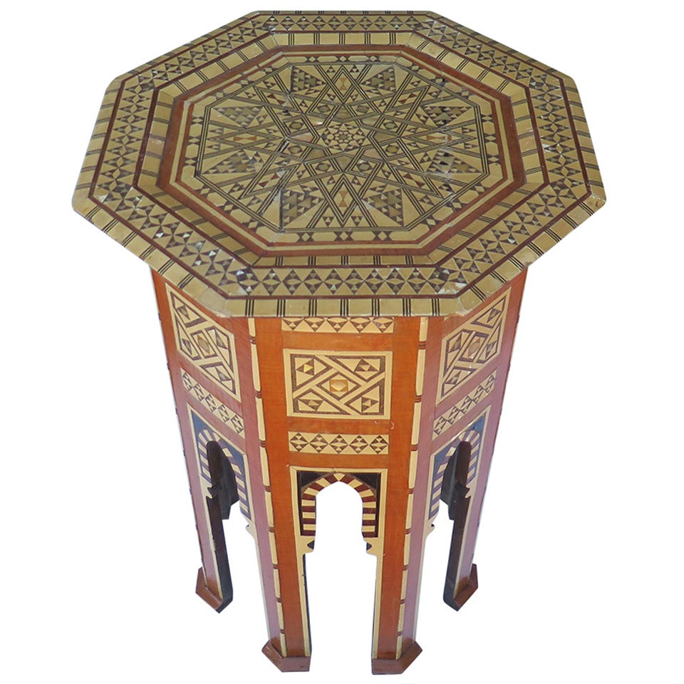 Beautiful 19th Century Mother-of-Pearl Moroccan Side Table For Sale