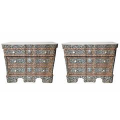 Stunning Pair of Syrian Mother of Pearl Abalone Dressers