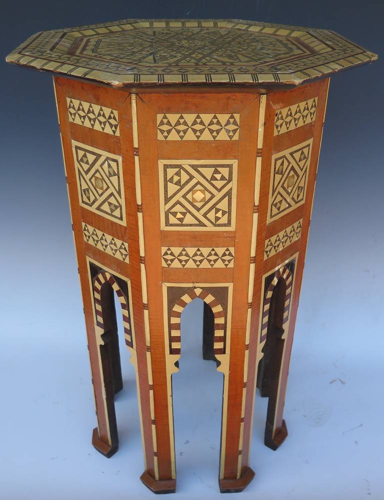 Bone Beautiful 19th Century Mother-of-Pearl Moroccan Side Table For Sale