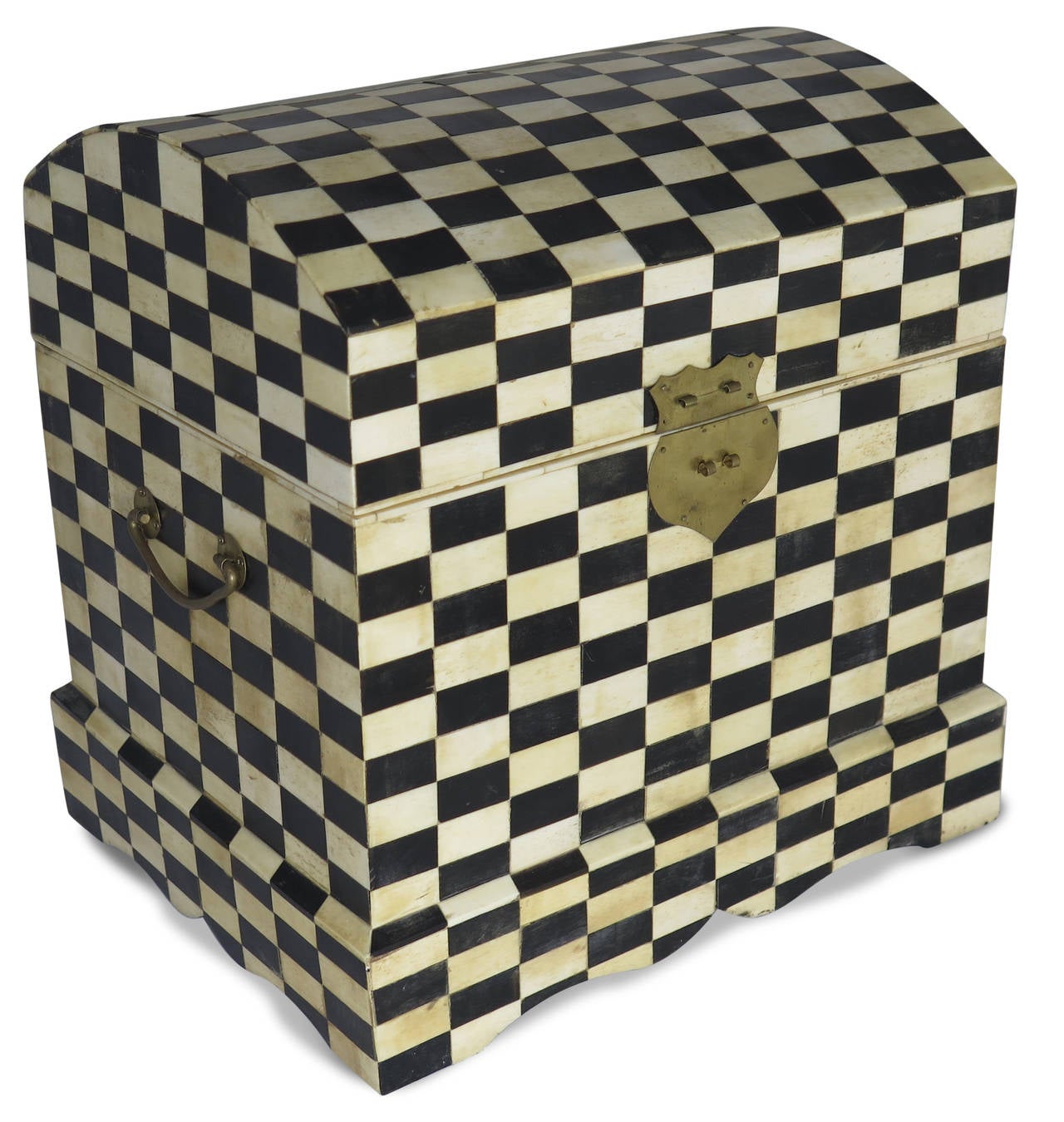 Large Beautiful, Anglo Indian Bone Inlay Table Box with Brass Plates and Handles