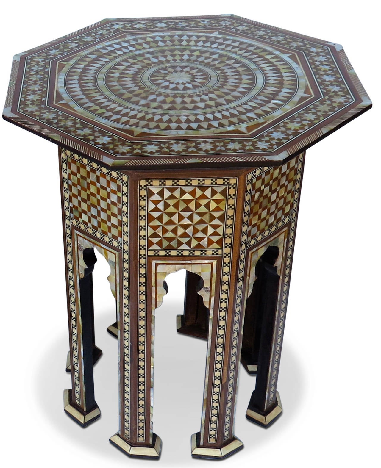 Pair of Extremely Fine Moroccan Mother-of-Pearl Inlay Side Tables 1
