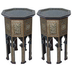 Stunning Pair of Syrian Mother of Pearl Tables Stunning Pair of Syrian Mother of Pearl Tables