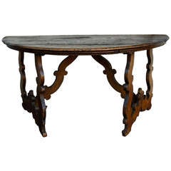 Antique Beautiful 17th Century Italian Demilune Console