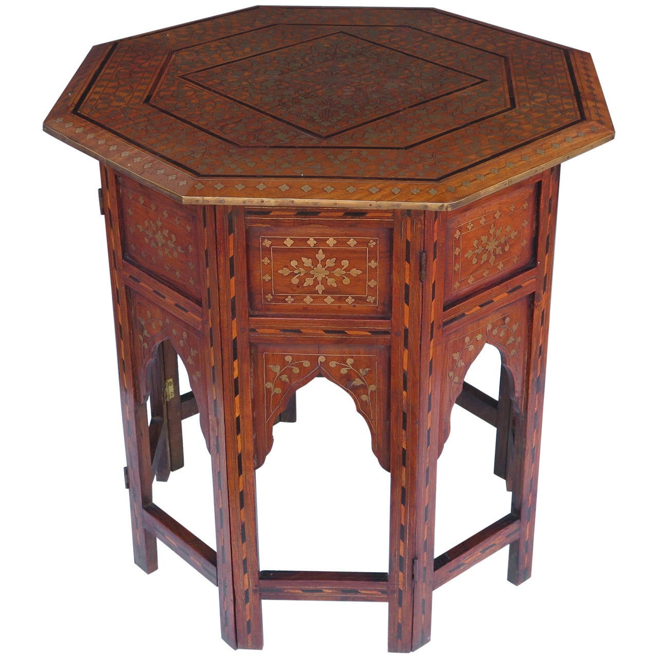Very Nice Early 20th Century Anglo Indian Brass Inlay Side Table at 1stDibs