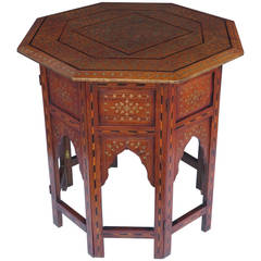 Very Nice Early 20th Century Anglo Indian Brass Inlay Side Table