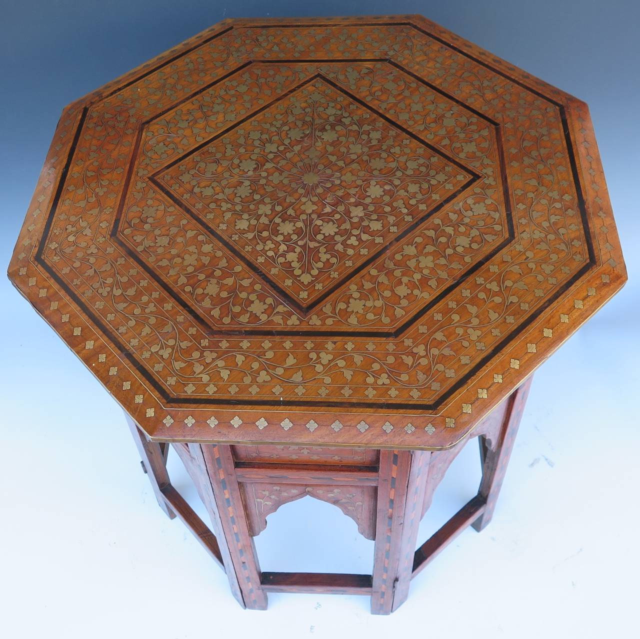 Very Nice Early 20th Century Anglo Indian Brass Inlay Side Table at 1stDibs