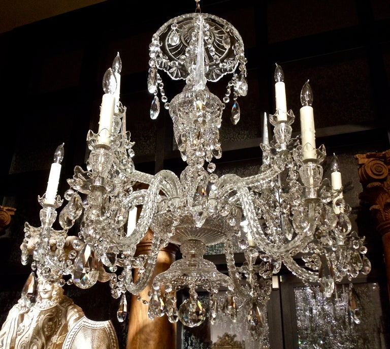 Anglo-Irish Cut Crystal Waterford Style Chandelier 1