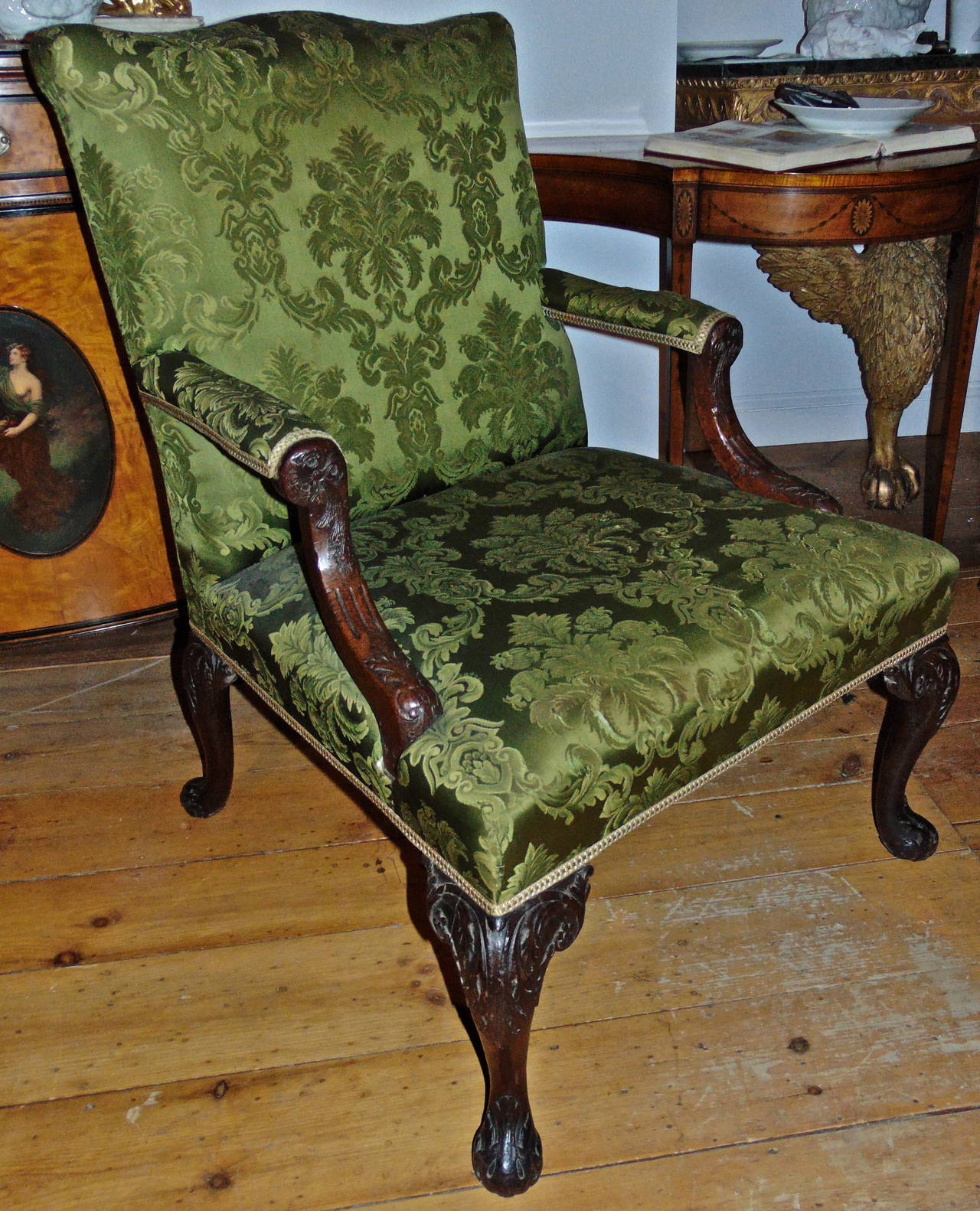 Period George II Mahogany Gainsborough Chair in the Manner of William Kent 3