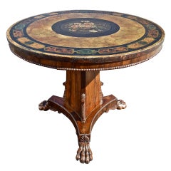 Rare Irish Regency Rosewood Center Table with Original Painted Slate Top