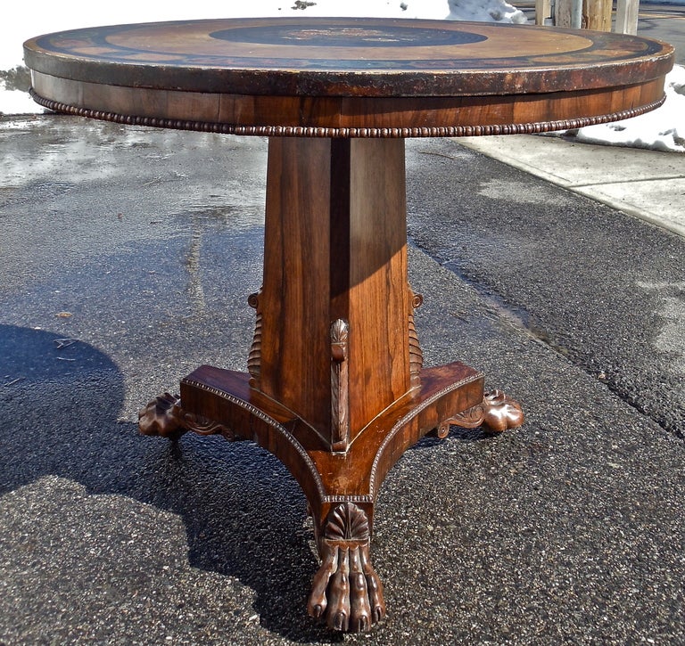 Rare Irish Regency Rosewood Center Table with Original Painted Slate Top 1