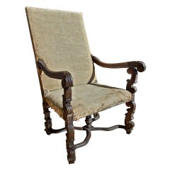 Period 17th Century Great Chair of Dramatic Proportion