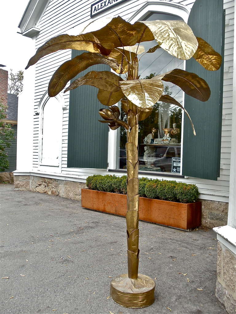 Massive Mid-Century Lacquered Brass Banana Tree In Good Condition In Essex, MA