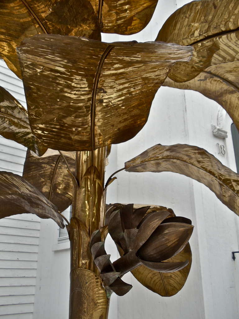 Mid-Century Modern Massive Mid-Century Lacquered Brass Banana Tree