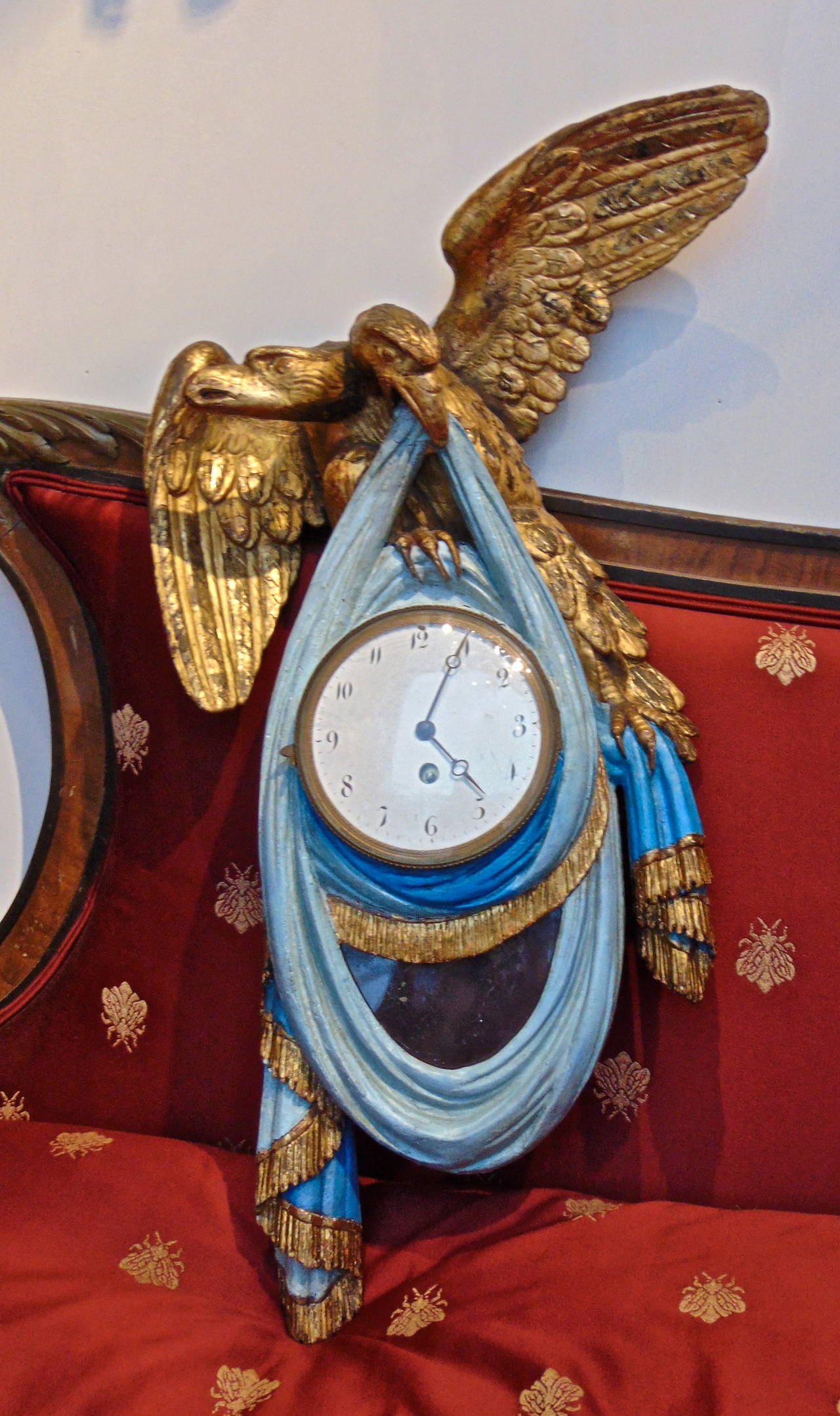 Austrian Neoclassical Period, DoubleHeaded Eagle Wall Clock For Sale