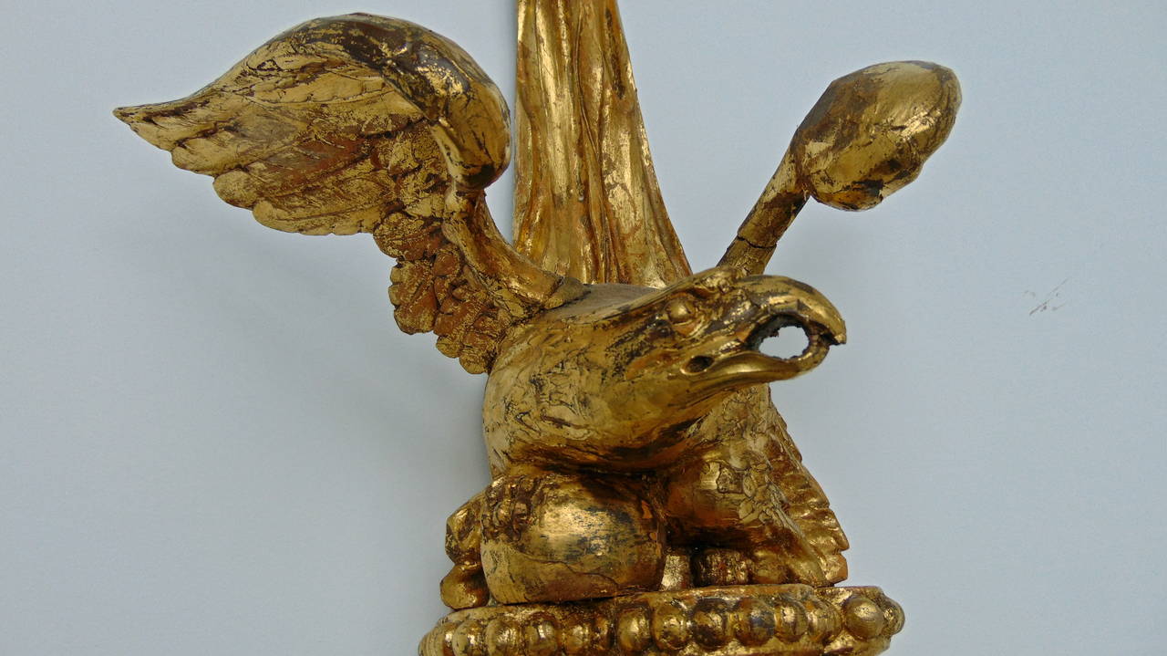 English Pair of George III or Federal Carved and Gilt Eagle Sconces