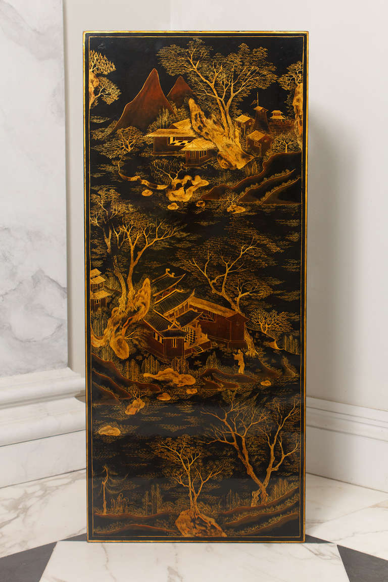 19th Century Chinese Black Lacquer Coffee Table Made from a Period Screen Panel
