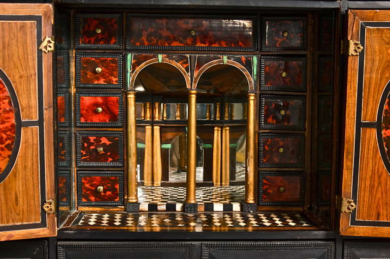 Period Baroque Ebony and Tortoise Vargueno or Cabinet on Stand 1
