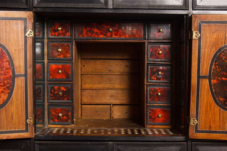 Period Baroque Ebony and Tortoise Vargueno or Cabinet on Stand 3