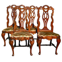 Set of Four Period Dutch Baroque or Queen Anne Applewood Side Chairs