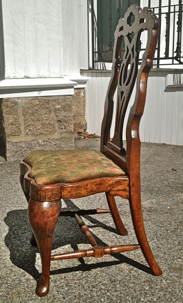 Set of Four Period Dutch Baroque or Queen Anne Applewood Side Chairs In Good Condition In Essex, MA