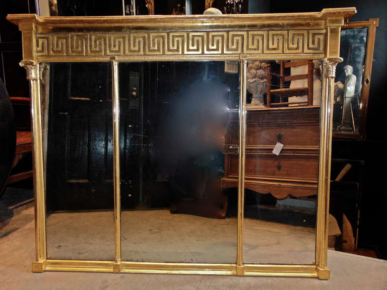 Period Late Georgian Regency Neoclassical Mirror with Greek Key Frieze