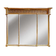 Period Late Georgian Regency Neoclassical Mirror with Greek Key Frieze