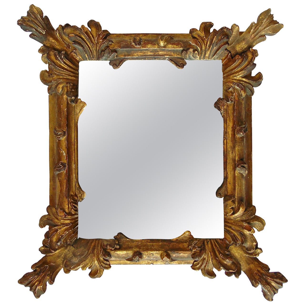 Period 18th Century Italian Baroque Carved Gilt Mirror