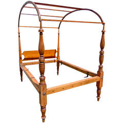 Period American Federal Tiger Maple Four Poster Canopy Bed