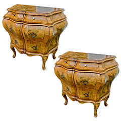 Pairof Late 19th Century Figured Walnut Bedside or End Commodes