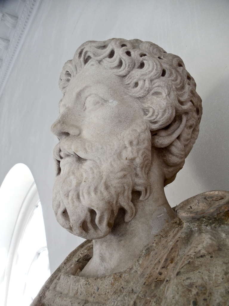 Italian 17th Century Florentine Marble Bust of Emperor Marcus Aurelius
