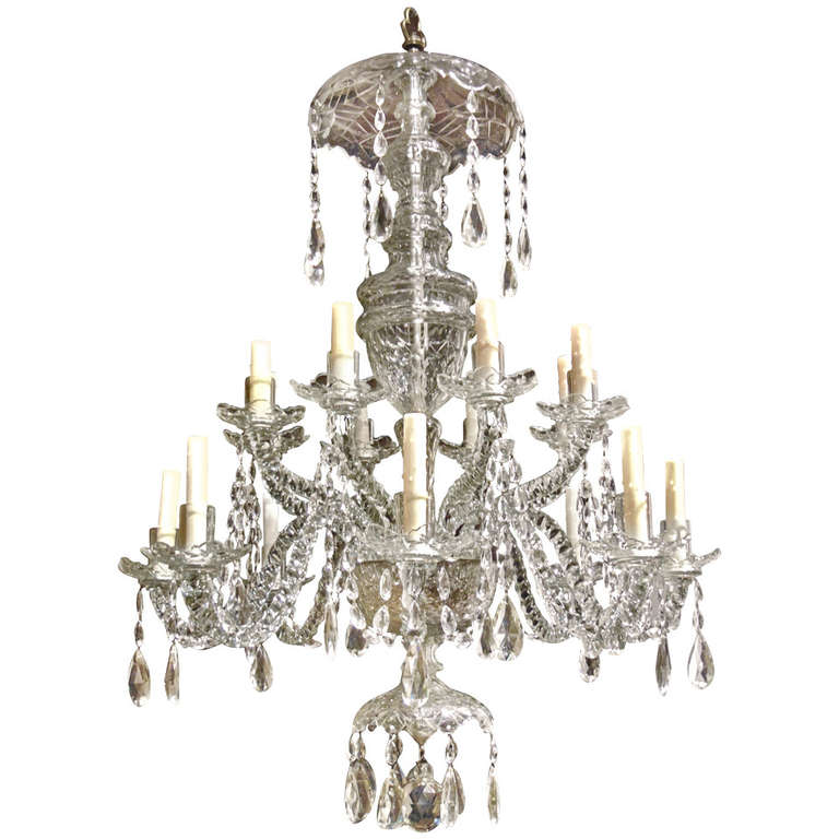 Period 18th Century Irish Georgian 16 Light Cut Crystal Chandelier Period 18th Century Irish Georgian 16 Light Cut Crystal Chandelier County Cork For