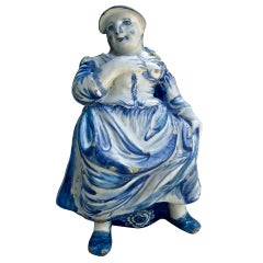 Antique Rare Large And Signed 18th Century Delft Figural "Bobbejak" Or Gin Bottle